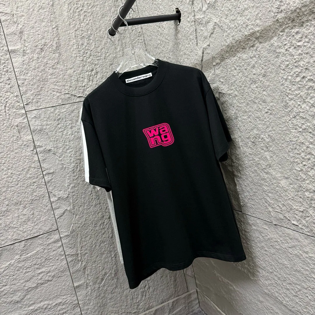 * *alexander 2025 New Arrival Pink wang T Same Style ：Black White Size： S （90-130 ） M （120-150 ） L （140-165 ） XL （160-180 ） XXL （180 ）